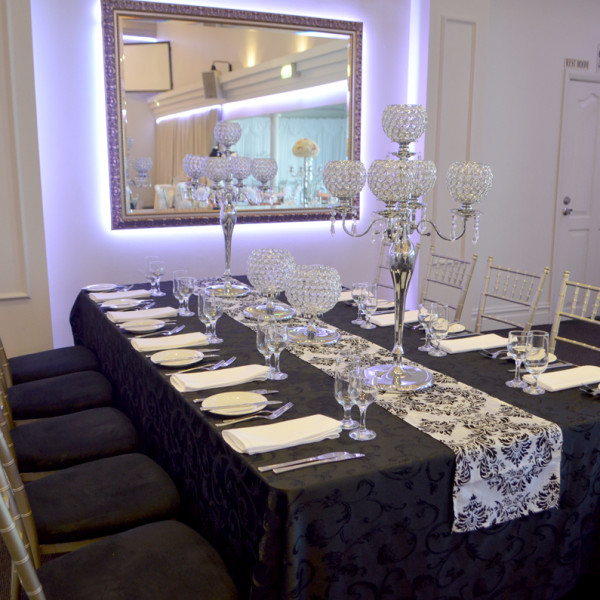 Black and White Damask table runner