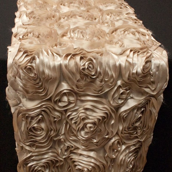Champagne Satin Rosette Table Runner