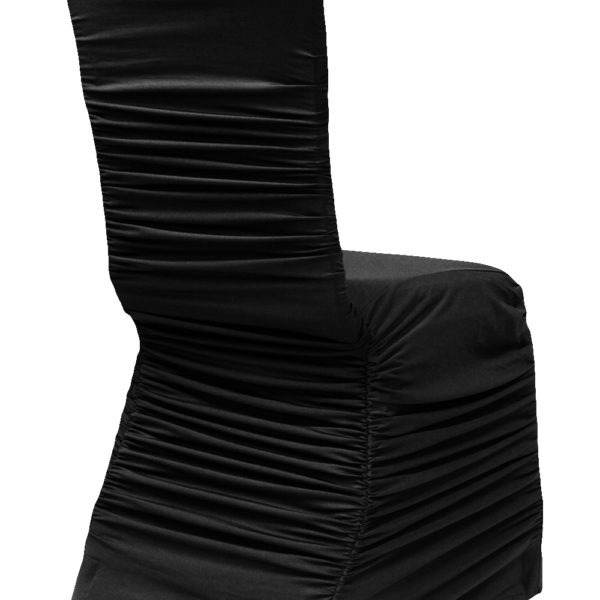 Spandex-RuchedChairCover-Black