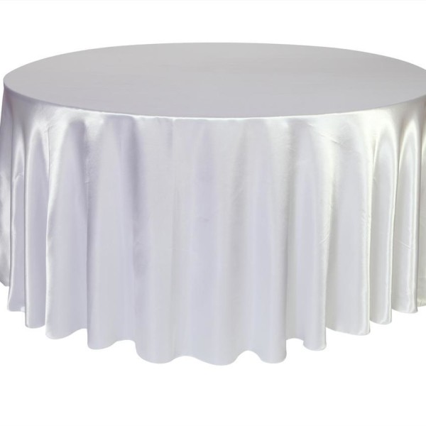 White Satin Round Table Cloth 3m x 3m